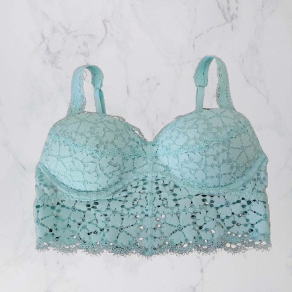 PINK Victoria's Secret Aqua Lace Padded Bralette Size XS